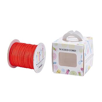 Eco-Friendly Korean Waxed Polyester Cord, Orange Red, 0.5mm, about 200yards/roll(600 feet/roll)(182.88m/roll)