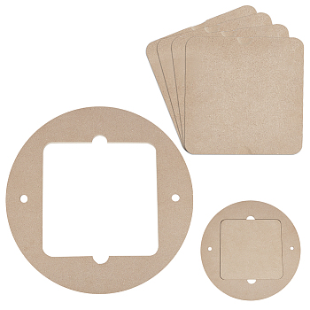 Round & Square MDF Wood Boards, Ceramic Clay Drying Board, Ceramic Making Tool, Dark Goldenrod, 30x0.9cm & 18x18x0.9cm, 5pcs/set