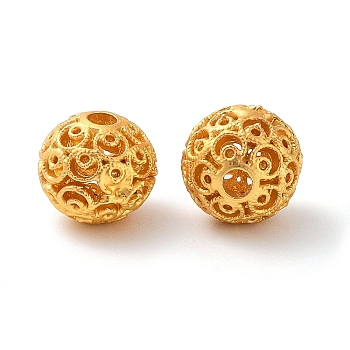 Alloy Hollow Beads, Round, Matte Gold Color, 8.5mm, Hole: 1.8mm