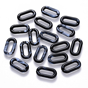 Acrylic Linking Rings, Quick Link Connectors, For Jewelry Cable Chains Making, Imitation Gemstone Style, Oval, Black, 20.5x11x3mm, Inner Diameter: 13.5x4mm, about 1200pcs/500g