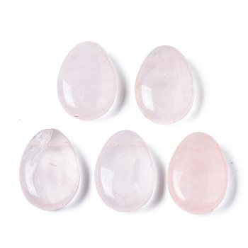 Natural Rose Quartz Pendants, Teardrop, 25x18x8~9mm, Hole: 1.6mm