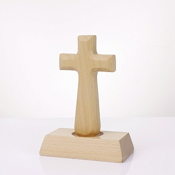 Beechwood Display Ornaments, for Home Decoration, Magnetic, Cross, Religion, BurlyWood, Finished Product: 55x99.5x140mm