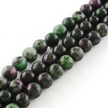 Natural & Dyed Gemstone Beads Strands, Imitation Ruby in Zoisite, Round, 6mm, Hole: 1mm, about 62pcs/strand, 15.7 inch