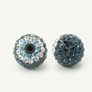 Austrian Crystal Beads, Pave Ball Beads, with Polymer Clay inside, Round, Evil Eye, 207_Montana, 10mm, Hole: 1mm