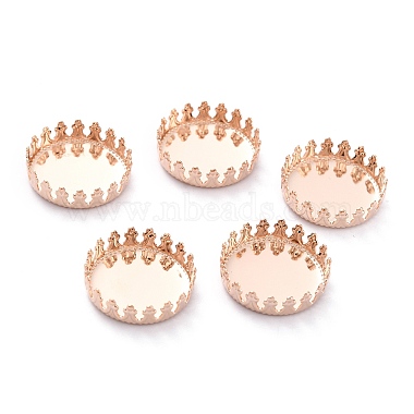 Rose Gold Flat Round 304 Stainless Steel Cabochon Settings