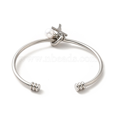 Breloques perles et croix en acrylique bracelet manchette ouvert(BJEW-P283-01P)-2