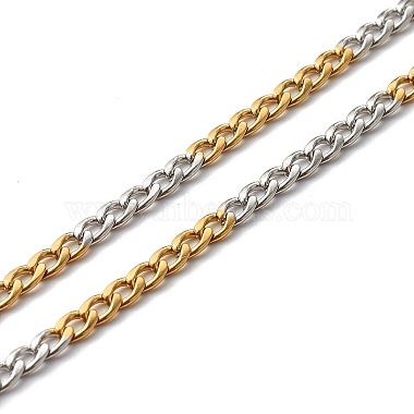 Two Tone 304 Stainless Steel Curb Chain Necklaces(X-NJEW-JN03541)-4