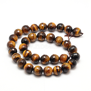 Faceted Grade A Natural Tiger Eye Round Bead Strands(G-F260-01-6mm)-2
