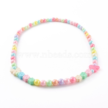 Colliers ronds de perles graduées en acrylique pour enfants(NJEW-JN03433)-2