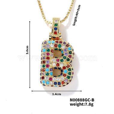 Colorful Letter B Cubic Zirconia Necklaces