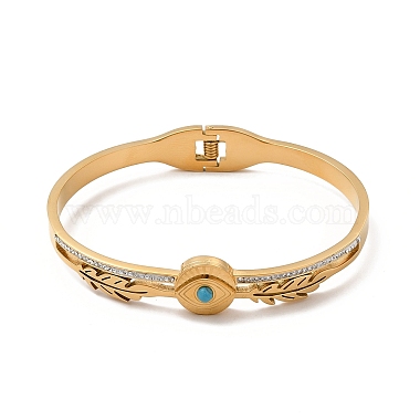 Resin Eye Hinged Bangle with Rhinestone(BJEW-A135-01G)-2