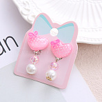 Alloy Plastic Clip-on Earrings for Kid, Platinum, Heart, 40x15mm(WG21FF0-14)