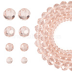 4 Strands 4 Styles Transparent Glass Bead Strands, Imitate Austrian Crystal, Faceted(32 Facets), Round, Pink, 4mm, Hole: 1mm, about 70~100pcs/strand, 14~27 inch, 1 strand/style(GLAA-TA0002-56C)