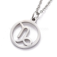 304 Stainless Steel Pendant Necklaces, with Lobster Claw Clasps, Constellation/Zodiac Sign, Stainless Steel Color, Capricorn, 19.56 inch(49.7cm)(NJEW-Z004-01P)