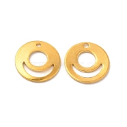 201 Stainless Steel Pendants, Flat Round Charm, Real 24K Gold Plated, 10x1mm, Hole: 1mm(STAS-P320-23G)