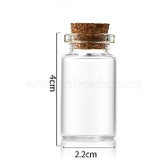 Glass Bottle, with Cork Plug, Wishing Bottle, Column, Clear, 2.2x4cm(CON-WH0085-70C)