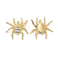 Halloween Rack Plating Alloy Enamel Pandants, Spider Charm, Light Gold, 36.5x35.5x4.5mm, Hole: 1.7mm(PALLOY-O109-56LG)