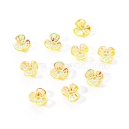 Electroplated 3-petal Flower Resin Cabochons, Nail Art Decoration Accessories, Yellow, 6x6.5x2.5mm, Hole: 1mm, 10pc/bag(MRMJ-R128-15G)