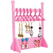 1 Set Acrylic Earring Display Stands, Clothes Hanger Shaped Earring Organizer Holder with 8Pcs Mini 4-Hole Hangers, Hot Pink, finished product: 12x6x15cm(EDIS-CP0001-14A)