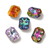 Glass Rhinestone Cabochons, Point Back & Back Plated, Faceted, Rectangle, Mixed Color, 14x10x5mm(RGLA-P036-08A-M)