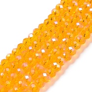 Electroplate Glass Beads Strands, Half Rainbow Plated, Faceted, Rondelle, Gold, 3x2mm, Hole: 0.8mm, about 145~150pcs/strand, 34~35cm(EGLA-A034-T2mm-L11)