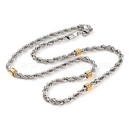 304 Stainless Steel Rope Chain Necklaces for Women, Golden & Stainless Steel Color, 21.34 inch(54.2cm)(NJEW-G140-15GP)