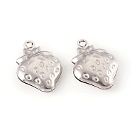 304 Stainless Steel Pendants, Strawberry, Stainless Steel Color, 15x11x4mm, Hole: 1mm(STAS-G229-31P)