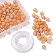 100Pcs 8mm Natural Peach Calcite Round Beads, with 10m Elastic Crystal Thread, for DIY Stretch Bracelets Making Kits, 8mm, Hole: 1mm(DIY-LS0002-27)