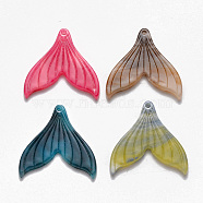 Cellulose Acetate(Resin) Pendants, Whale Tail Shape, Mixed Color, 26~26.5x26.5x2.5mm, Hole: 1mm(KY-S158-30-M)