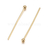 304 Stainless Steel Ball Head Pins, Real 24k Gold Plated, 22x0.6mm, 22 Gauge, Head: 2mm(STAS-P194-02G)