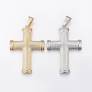 304 Stainless Steel Pendants, Large Hole Pendants, Cross, Mixed Color, 45x31x3.5mm, Hole: 9x5mm(STAS-H429-03)