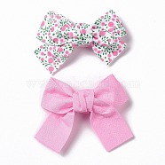 Iron Alligator Hair Clips, Single Color & Fruit Pattern Polyester Bowknot Hair Accessories, Pink, 55~58x66~70x13.5~14mm, 2pcs/card(PHAR-C011-01A)
