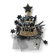 New Year's party Iron Hair Clip, Mesh, PET and Gold Onion Cloth Hair Accessories, Star, 105x65x17mm(OHAR-R102-01P)