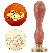 Wax Seal Stamp Set, Sealing Wax Stamp Solid Brass Head,  Wood Handle Retro Brass Stamp Kit Removable, for Envelopes Invitations, Gift Card, Pumpkin Pattern, 83x22mm(AJEW-WH0208-799)