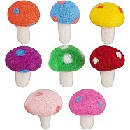 8pcs 8 Colors Handwork Felt Needle Felting Mushroom Ornaments, for Home Decoration Display, Mixed Color, 36~41x32~34mm, 1pc/color(AJEW-BC0001-99)