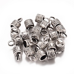 Tibetan Style Alloy Terminators, Barrel, Antique Silver, Lead Free & Cadmium Free & Nickel Free, 14x8.7mm, Hole: 5mm, Inner Hole: 6mm(X-LF10370Y-NF)