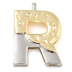 Brass Pendants, Real 18K Gold Plated And Platinum, Letter Charms, Letter R, 28x19.5x3.5mm, Hole: 2.5x1.5mm(PALLOY-S036-01G-R)