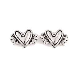 Tibetan Style Alloy Beads, Lead Free & Cadmium Free, Heart with Wing, Antique Silver, 11x15.5x5mm, Hole: 2mm, 411pcs/1000g(FIND-S230-05AS)