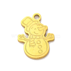 Christmas Theme 201 Stainless Steel Charms, Laser Cut, Golden, Snowman, 14.5x11x1mm, Hole: 1.5mm(STAS-Q015-13G-03)