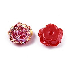 Opaque ABS Plastic Beads, Half Drilled, Flower, Red, 15x16x6.5mm, Hole: 1.2mm(KY-G019-02D)