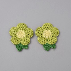 Crochet Flower Appliques, Computerized Embroidery Cloth Patches, Costume Accessories, Sewing Craft Decoration, Yellow Green, 47x40x2.5mm(DIY-WH0502-05B)