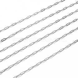 Brass Paperclip Chains, Drawn Elongated Cable Chains, Soldered, with Spool, Long-Lasting Plated, Platinum, 7.5x3x0.5mm, about 32.81 Feet(10m)/roll(CHC-T008-07P)