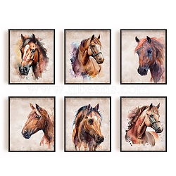 Chemical Fiber Oil Canvas Hanging Painting, Home Wall Decoration, Rectangle, Horse Pattern, 250x200mm, 6 style, 1pc/style, 6pcs/set(AJEW-WH0173-144)