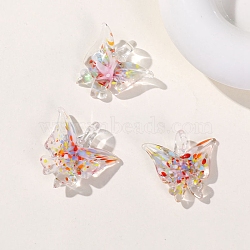 Transparent Lampwork Pendants, Butterfly Charms, Pearl Pink, 30x28mm(PW-WG2CF77-05)