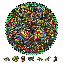 DIY Wooden Assembly Jigsaw Puzzles Toys Kits for Boys and Girls, Children Intelligence Toys, Tree of Life, 19x19cm(AJEW-WH0544-003)