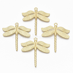 Alloy Big Pendants, Matte Style, Cadmium Free & Nickel Free & Lead Free, Dragonfly, Real 14K Gold Plated, 53.5x50x3mm, Hole: 3mm(PALLOY-R113-016-NR)