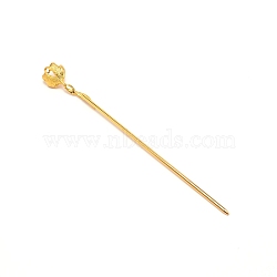 Alloy Hair Stick Findings, Vintage Decorative for Hair Diy Accessory, Flower Shape, Golden, 150x16mm, Hole: 2mm(FIND-WH0092-56G)