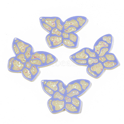 Cellulose Acetate(Resin) Pendants, with Glitter Paillette, Butterfly, Coconut Brown, 29x40x2.5mm, Hole: 1.2mm(KY-S163-099A-02)