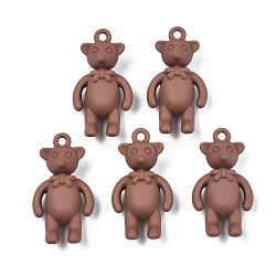 Rack Plating Spray Painted Alloy Pendants, Cadmium Free & Nickel Free & Lead Free, Bear, Saddle Brown, 25x14x8mm, Hole: 1.6mm(PALLOY-N172-001-02)