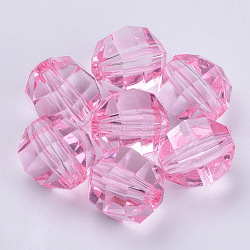 Transparent Acrylic Beads, Faceted, Round, Pink, 10x10mm, Hole: 1.8mm, about 940pcs/500g(TACR-Q256-10mm-V03)